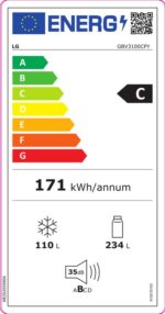LG combi koelkast GBV3100CPY.APYQEUR koel-vriescombinatie Vrijstaand 344 l Zilver - Afbeelding 6