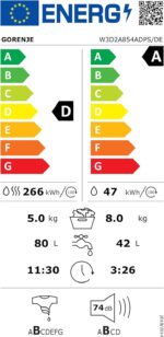 Gorenje W3D2A854ADPS / THE Tumble Dryer 8kg Washing / 5kg Drying AquaStop 15 Programs LED Display Overflow Protection Wash Function - Afbeelding 11