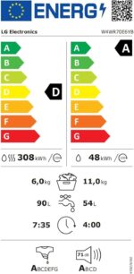 LG W4WR70E6YB, Wasdrooger 11-6 kg, Class A/D, 60 x 62 x 85 cm, Wi-Fi, AI Direct Drive, Deep Cleaning with Steam, TurboWash 360, Large Capacity, Tempered Glass Exterior Door, Black - Afbeelding 6