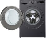 LG Was-droogercombinatie V5WD95SLIMB, SLIM  9-5 kg, Class A and E, 60 x 53.5 x 85 cm, Wi-Fi, AI Direct Drive, Deep Cleaning with Steam, TurboWash 360, Allergy Care, Tempered Glass Exterior Door, Dark Stone - Afbeelding 4
