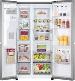 LG Amerikaanse koelkast Electronics GSLV90PZAD Side-by-Side Refrigerator, Ice Crushed Ice and Water Dispenser, Capacity 635 Litres, Platinum Silver, Silver - Afbeelding 6