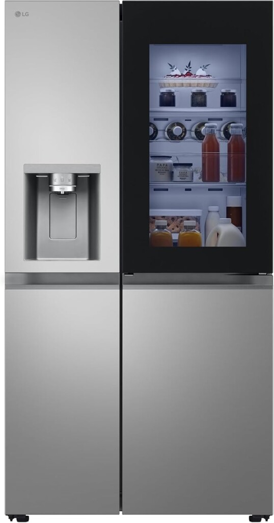 LG GSXE81PYBD Side-by-Side Fridge Freezer (628 L, Energy Class D) with InstaView, Door-in-Door, Ice and Water Dispenser, Super Freeze, Silve
